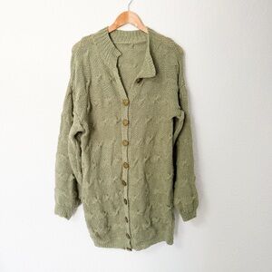 Olive Green Button-Up Women Sweater